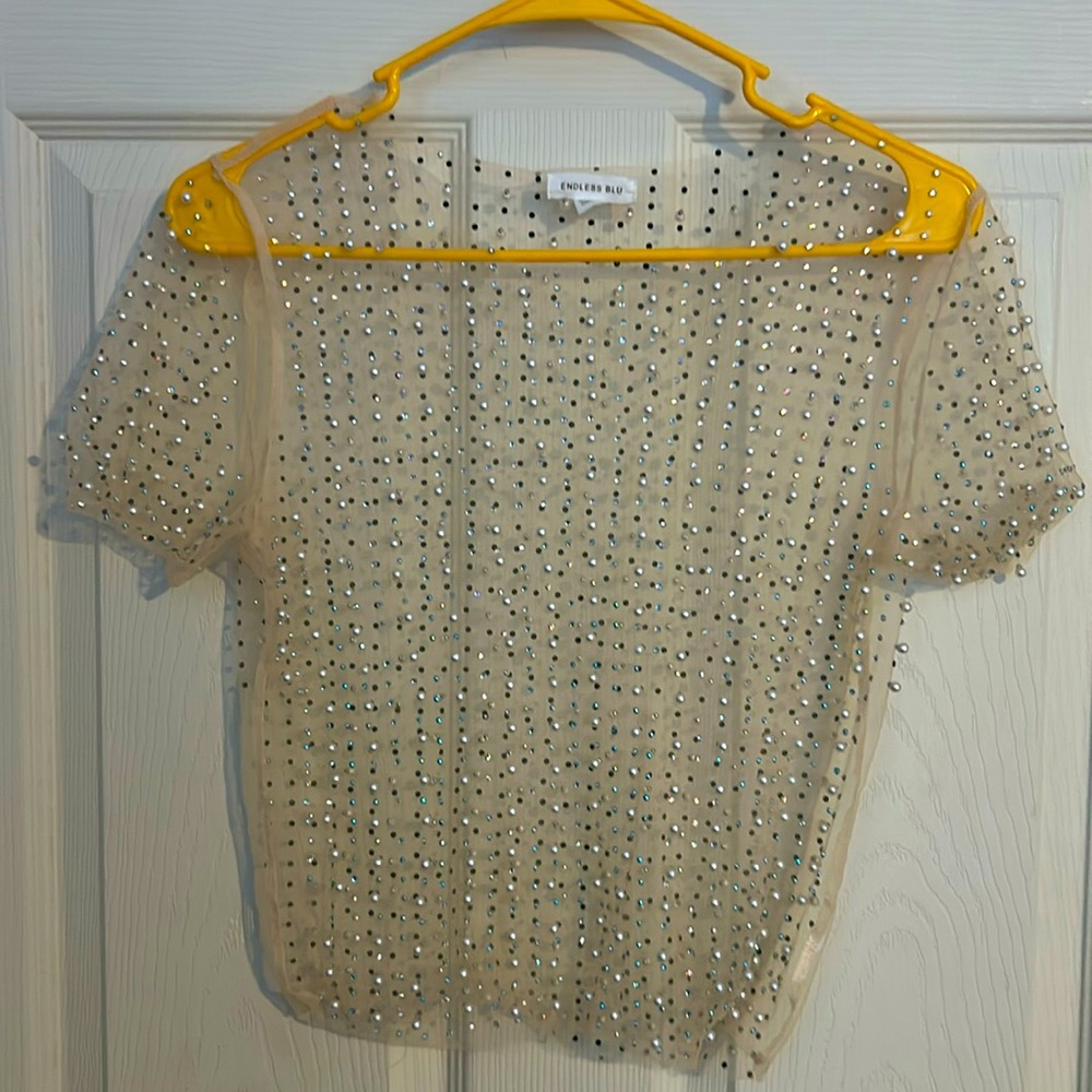 Women’s See through bejeweled top